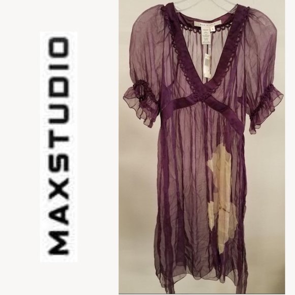Max Studio Dresses & Skirts - Max Studio Boho Sheer Silk Dress S NWT MSR $298